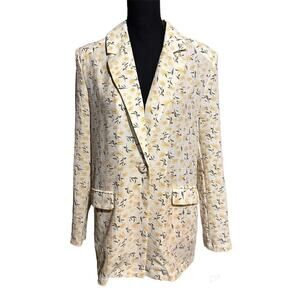 NWT M.N.I. Daisy Print One Button Oversized Blazer Jacket Women's S Small